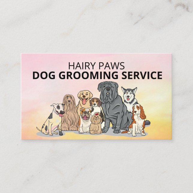 Dog Grooming Watercolor Business Card Visitenkarte (Vorderseite)
