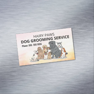 Dog Grooming Watercolor Magnetische Visitenkarte