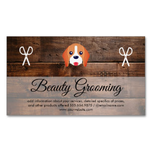 Dog Grooming Wood Panels Magnetische Visitenkarte