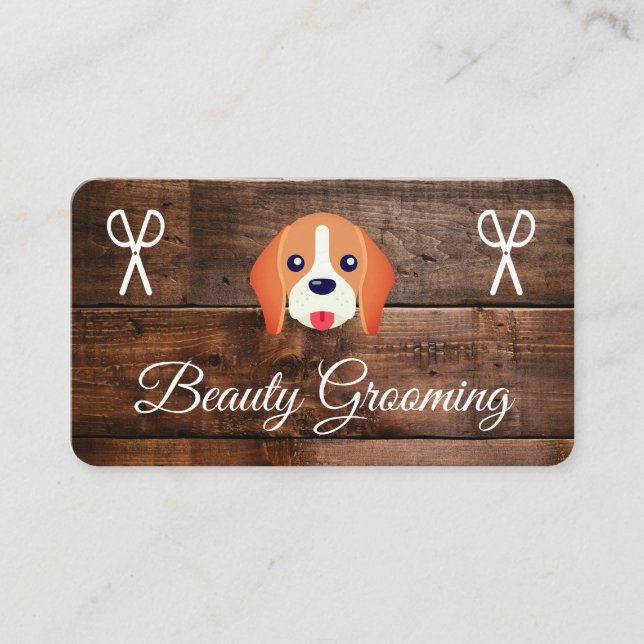 Dog Grooming Wood Panels Visitenkarte (Vorderseite)