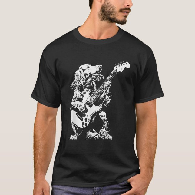 Dog Guitarist Guitar English Setter Dad Mom  for M T-Shirt (Vorderseite)
