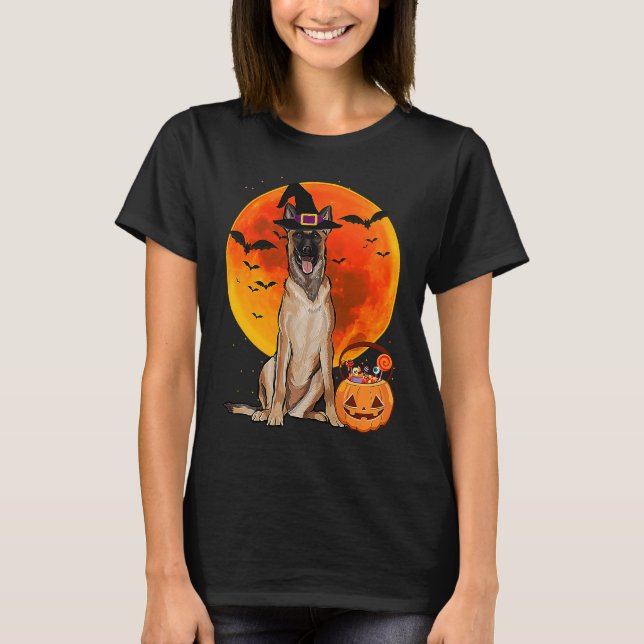 Dog Halloween Belgian Malinoi Jack O Lantern Pumpk T-Shirt (Vorderseite)