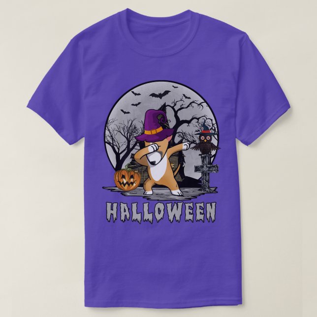 Dog Halloween Bull Terrier Dab Hat Hexe C T-Shirt (Design vorne)