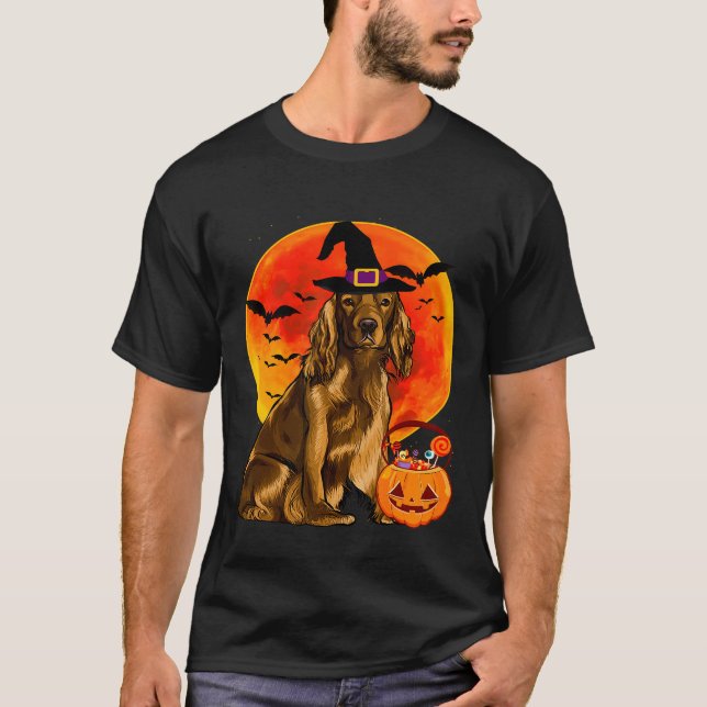 Dog Halloween Cocker Spaniel Kürbislaterne Pumpki T-Shirt (Vorderseite)