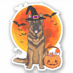 Dog Halloween German Shepherd Jack Lantern Pumpk Aufkleber