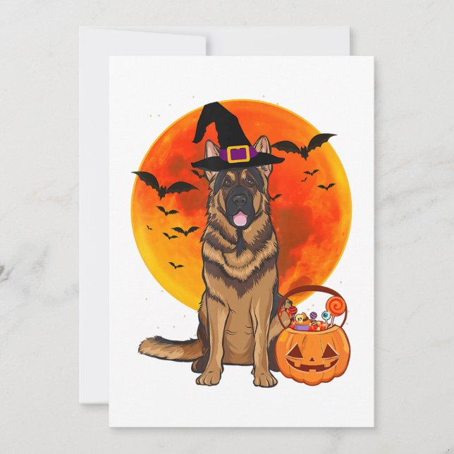 Dog Halloween German Shepherd Jack Lantern Pumpk Save The Date (Vorderseite)