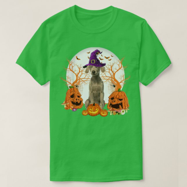 Dog Halloween Weimaraner Dog Jack O Lantern Pumpki T-Shirt (Design vorne)