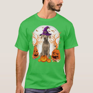 Dog Halloween Weimaraner Dog Jack O Lantern Pumpki T-Shirt