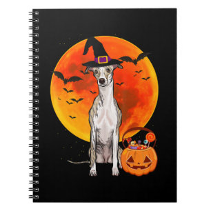 Dog Halloween Whippet Jack O Lantern Pumpkin T-Shi Notizblock