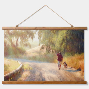 DOG HEAVEN Holz Topped Wall Tapestry Wandteppich Mit Holzrahmen