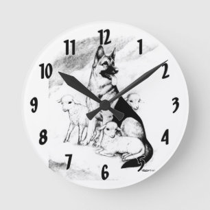 Dog Heaven, the Master's Flock Runde Wanduhr