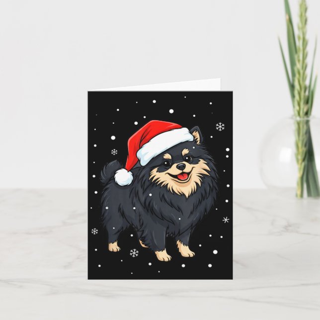 Dog Holiday Meranian Dog Santa Illustration - Fluf Karte (Vorderseite)