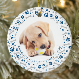 Dog Holiday Paw Prints Personalisiert 2 Begleiter  Keramik Ornament
