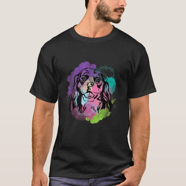 Dog I Splash Art Cavalier King Charles Spaniel T-Shirt (Vorderseite)