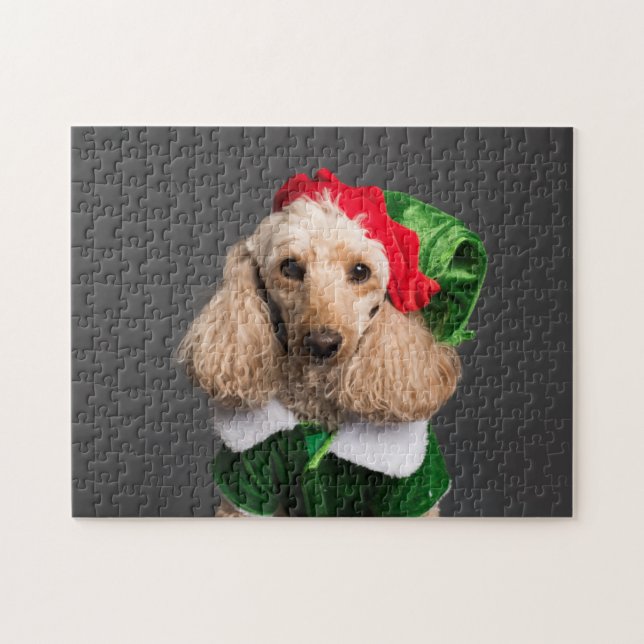 Dog in Elf Kostüm Puzzle (Horizontal)