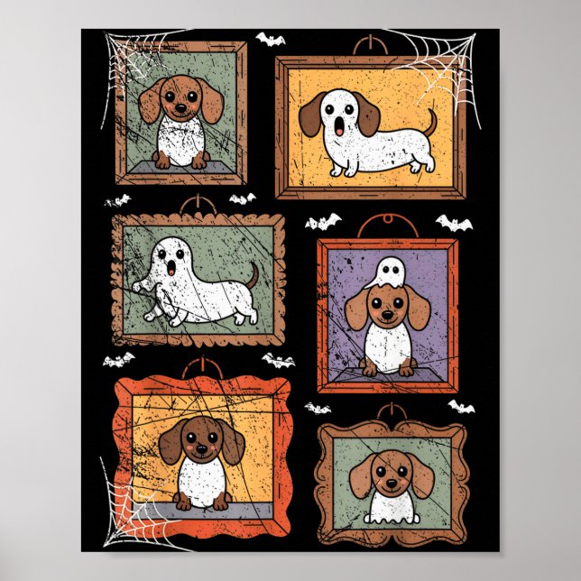 Dog In Ghost Costume Funny Halloween Puppy Lover  Poster (Vorne)