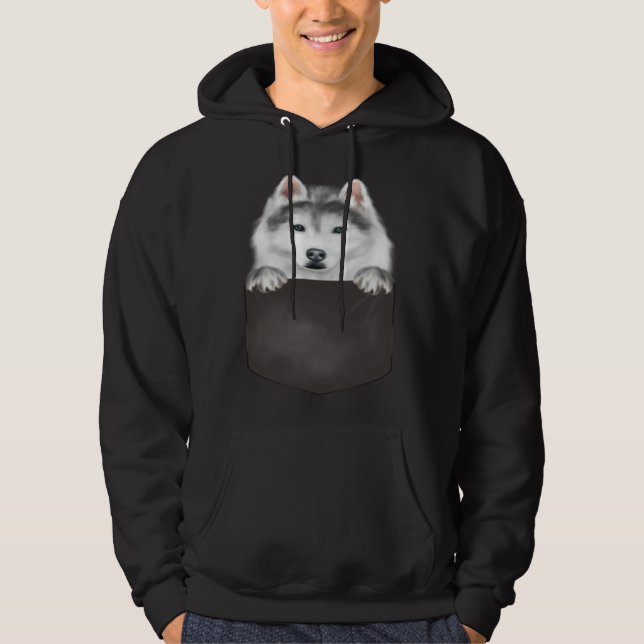 Dog In Pocket  Dog  Siberian Husky Hoodie (Vorderseite)