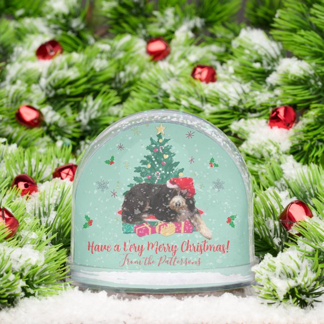 Dog in Santa hat & Christmas Tree  Schneekugeln (Weihnachten)