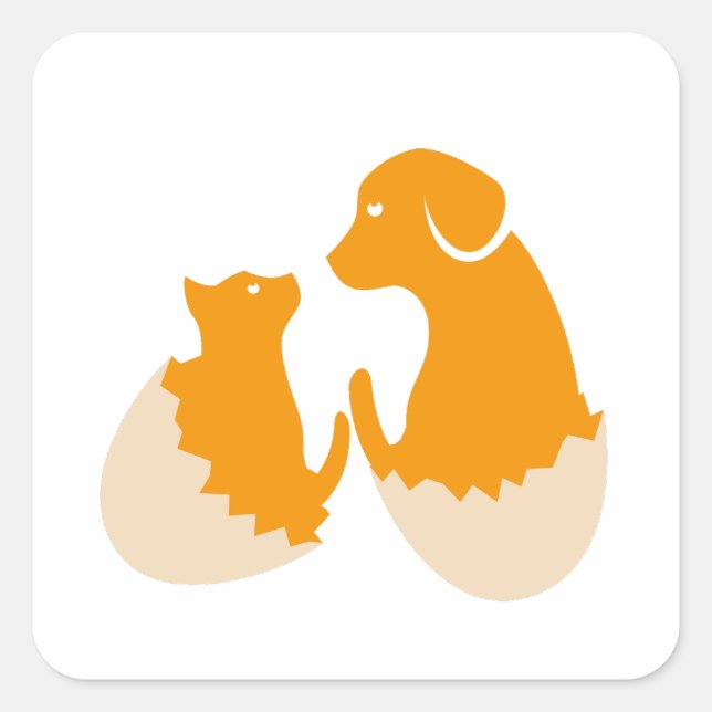 Dog in the egg quadratischer aufkleber (Vorderseite)