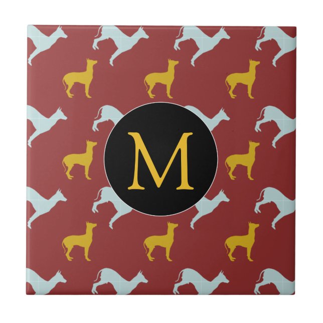 Dog Jahr 2018 Zodiac Birthday Monogram Tile Fliese (Vorderseite)