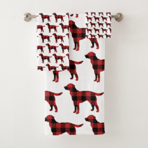 Dog Kariert Buffalo Karo Silhouette Weihnachten Badhandtuch Set