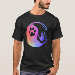 Dog Kat Paw Print Hand Yang Rainbow Pawprint H T-Shirt