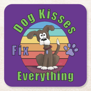 Dog Kisses Fix Alles Rechteckiger Pappuntersetzer