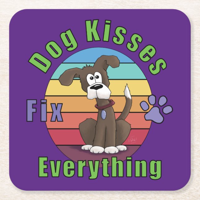 Dog Kisses Fix Alles Rechteckiger Pappuntersetzer (Vorderseite)