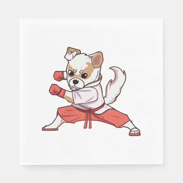 Dog Knows Karate Serviette (Vorderseite)