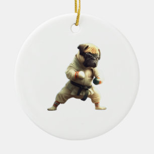 Dog Knows Karate transformiert Keramik Ornament