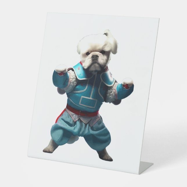 Dog Knows Karate transformiert Sockelschild (Vorderseite)