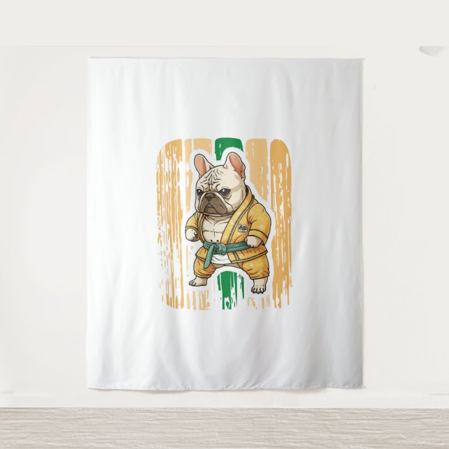 Dog Knows Karate Wandteppich (Vorderseite)