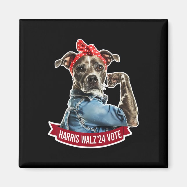 Dog Lady Kamala Harris Tim Walz Wahl Magnet (Vorne)