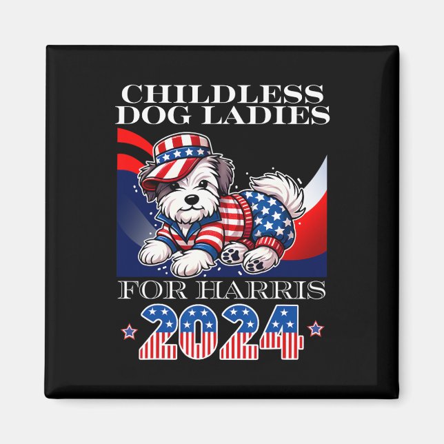Dog Ladys for Harris 2024 Kamala Präsident Magnet (Vorne)