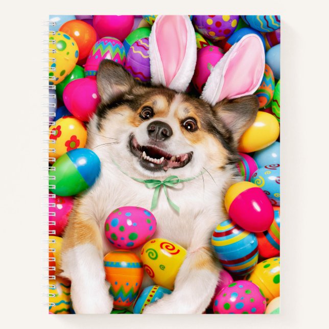 Dog Laying on Easter Eggs Notizbuch (Vorderseite)
