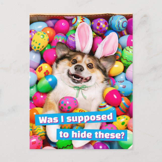 Dog Laying on Easter Eggs Postkarte (Vorderseite)