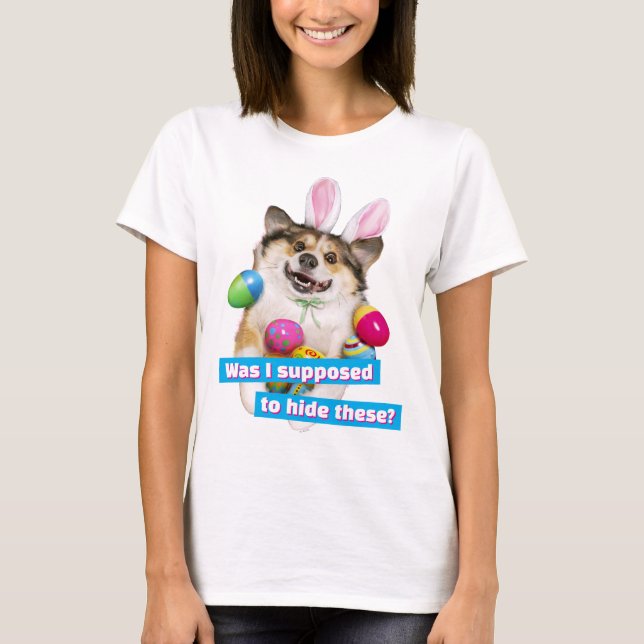 Dog Laying on Easter Eggs T-Shirt (Vorderseite)