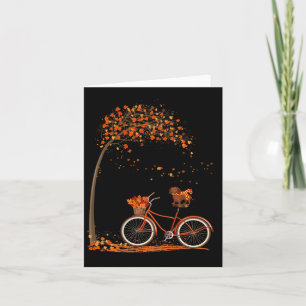 Dog Leaf Fall Autumn Cycling Fun Dachshund Lover Karte
