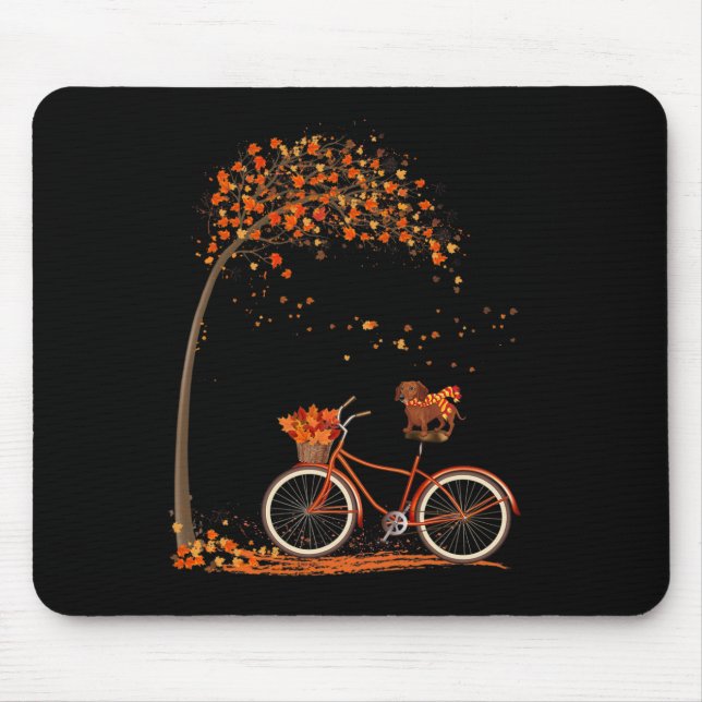 Dog Leaf Fall Autumn Cycling Fun Dachshund Lover Mousepad (Vorne)