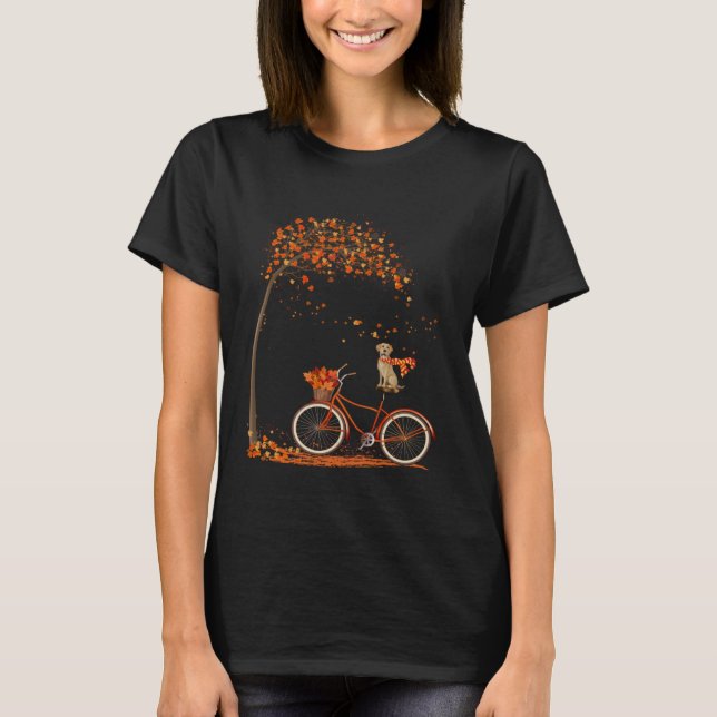 Dog Leaf Fall Autumn Cycling Funny Labrador retrie T-Shirt (Vorderseite)