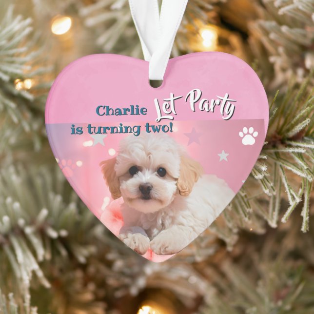 Dog Let's Party Birthday  Ornament (Baum)
