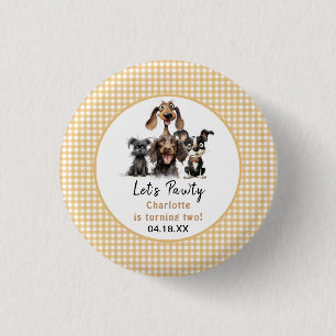 Dog Let's Pawty Birthday Button