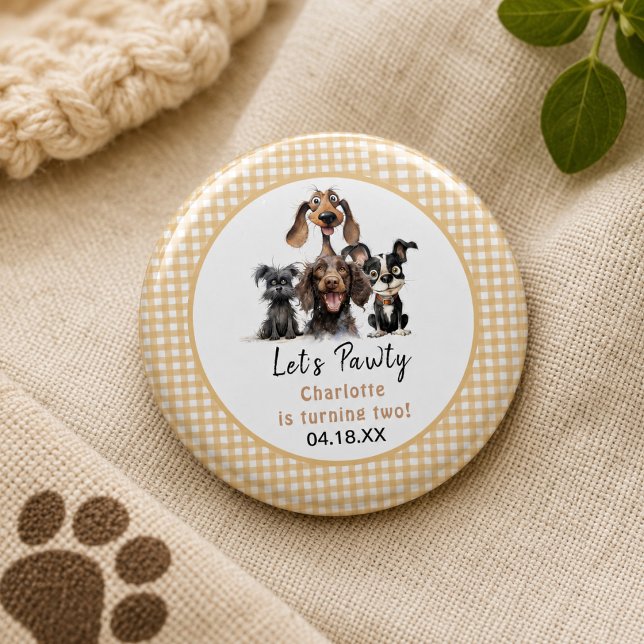 Dog Let's Pawty Birthday Button (Dog Let's Pawty Birthday Button)