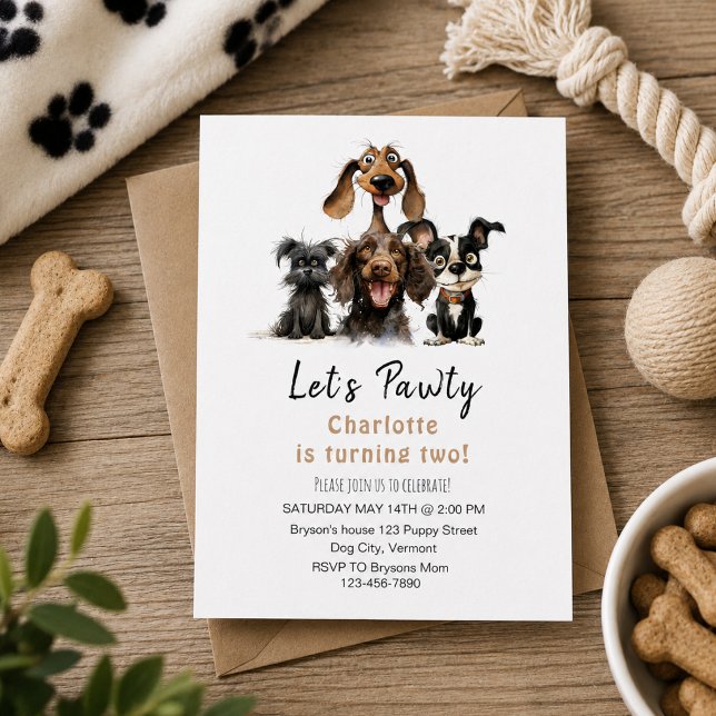 Dog Let's Pawty Birthday Einladung (Dog Let's Pawty Birthday Invitation
)