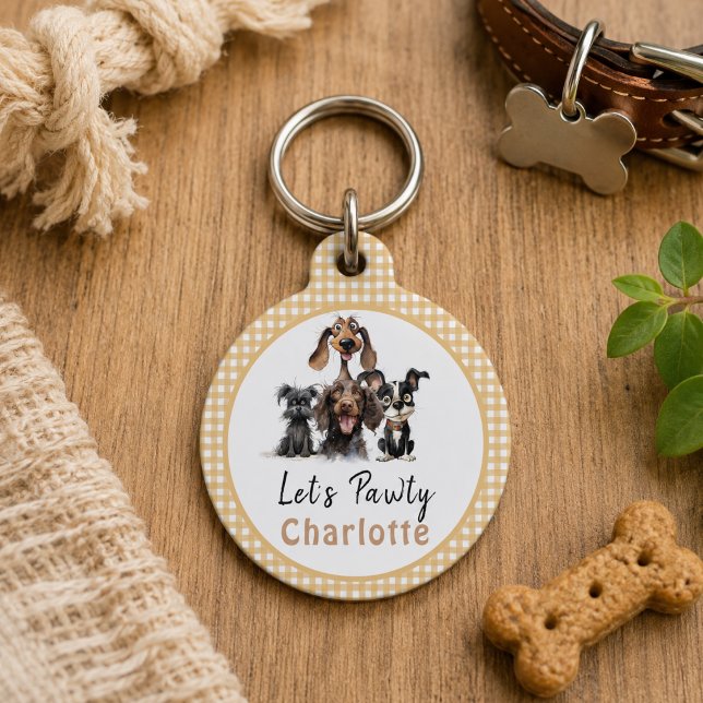 Dog Let's Pawty Birthday Haustiermarke (Dog Let's Pawty Birthday Pet ID Tag)