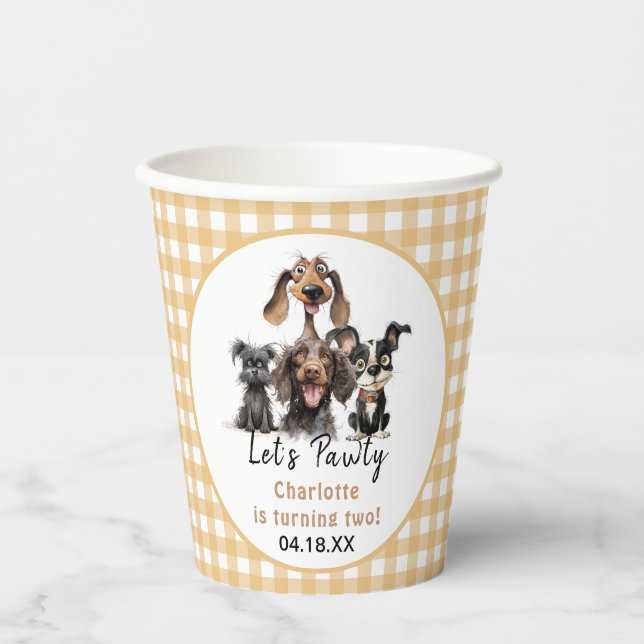 Dog Let's Pawty Birthday Pappbecher (Vorderseite)