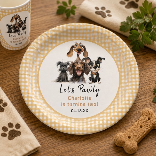 Dog Let's Pawty Birthday Pappteller (Dog Let's Pawty Birthday Paper Plates)