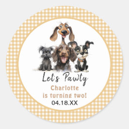 Dog Let's Pawty Birthday Runder Aufkleber