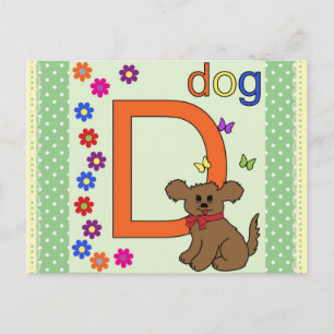 Dog Letter D Postkarte
