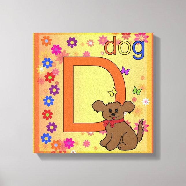 Dog Letter D Wrapped Canvas Leinwanddruck (Vorderseite)